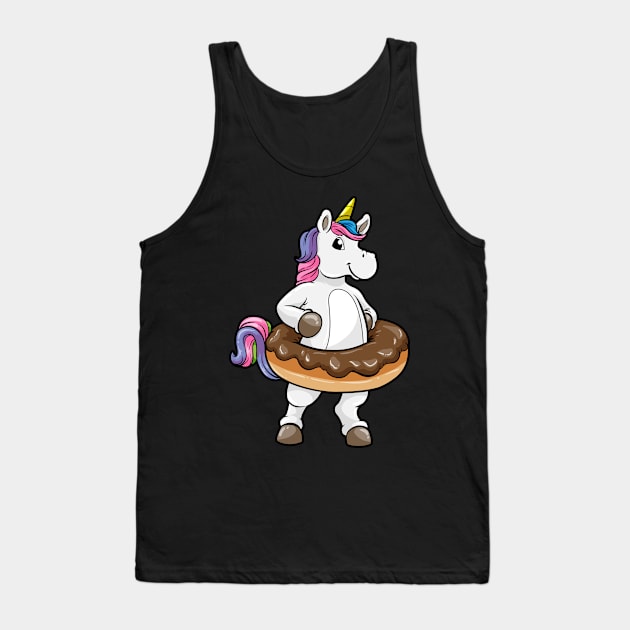 Unicorn with chocolate donat Tank Top by Markus Schnabel